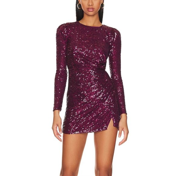 NWT Revolve House of Harlow 1960 Krisha Sequinned Mini Dress In Deep Magenta S - Picture 1 of 8